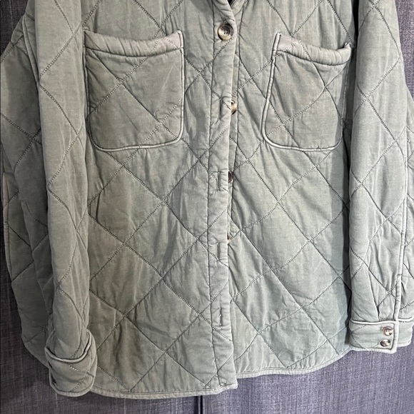 Natural reflections green quilted dolman style button down shacket XL - Picture 3 of 5